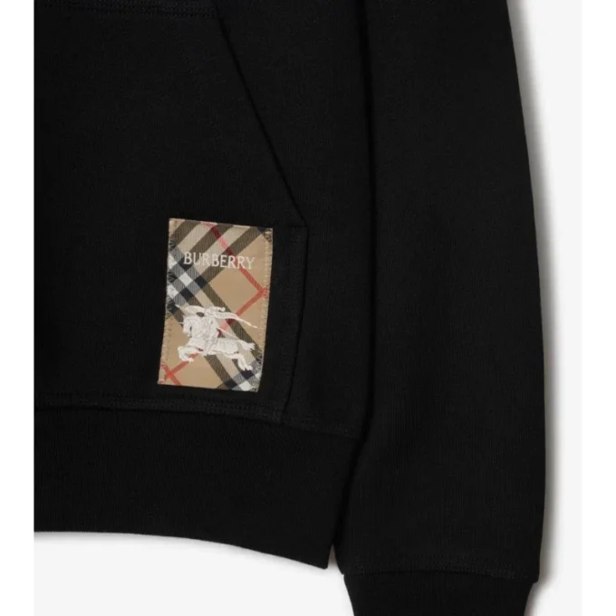 Check Label Cotton Hoodie
