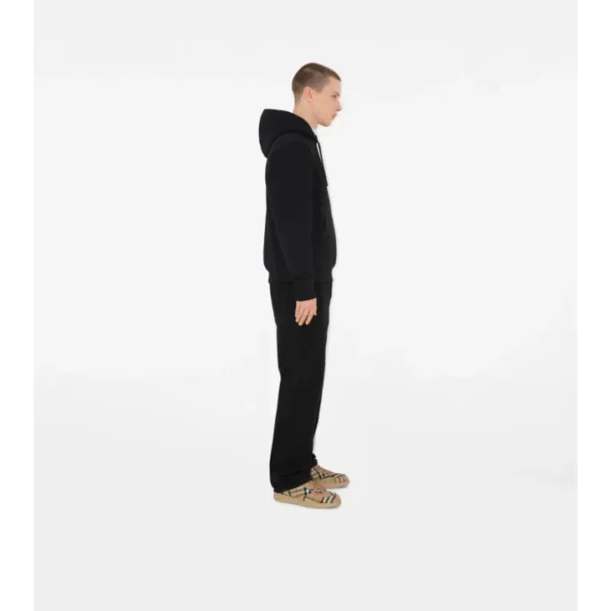 Check Label Cotton Hoodie