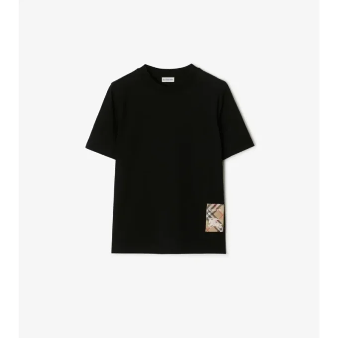 Check Label Cotton T-Shirt