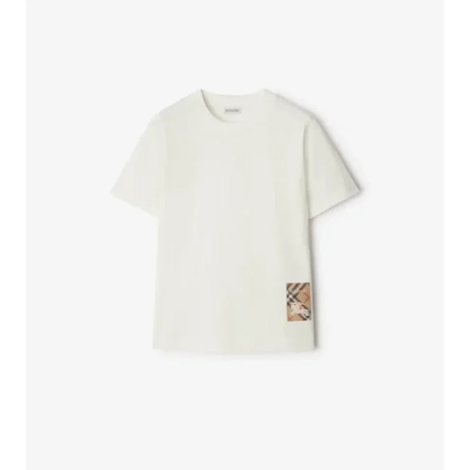 Check Label Cotton T-Shirt