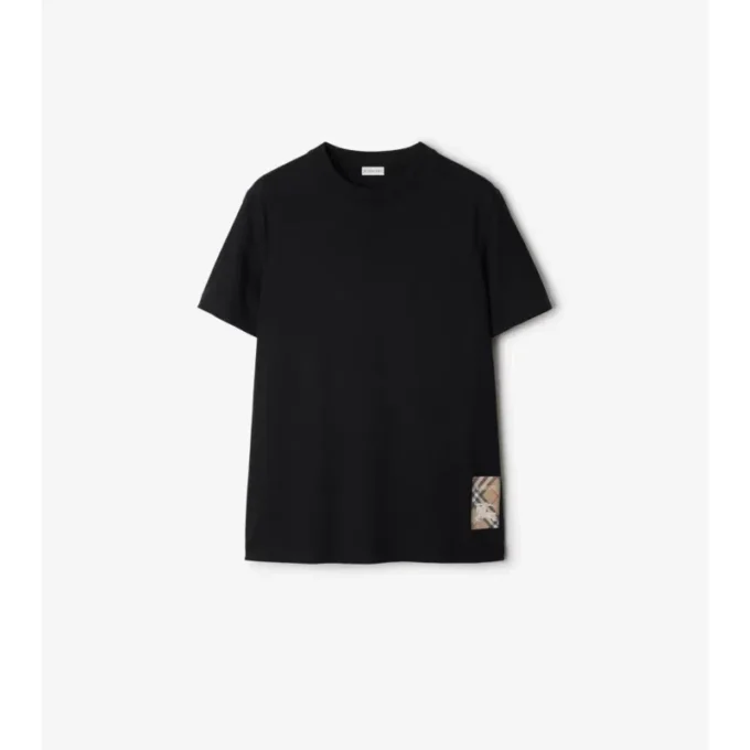 Check Label Cotton T-Shirt