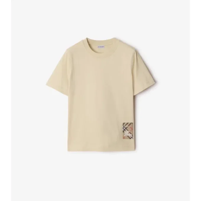Check Label Cotton T-Shirt