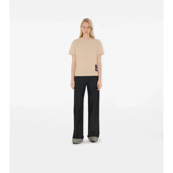 Check Label Cotton T-Shirt