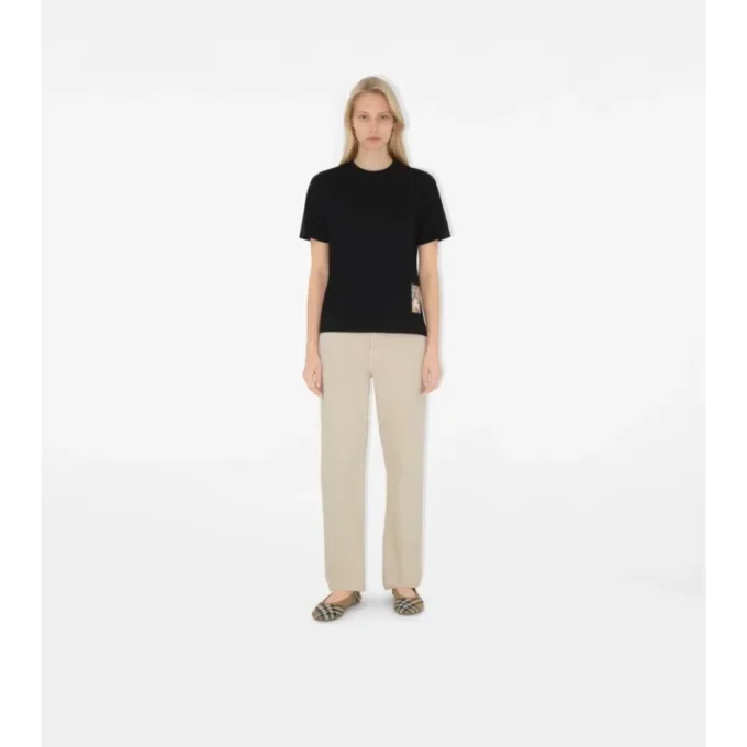 Check Label Cotton T-Shirt