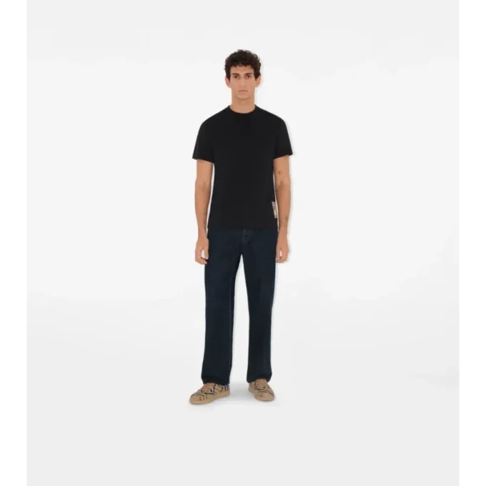 Check Label Cotton T-Shirt