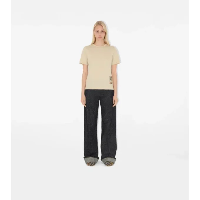 Check Label Cotton T-Shirt