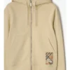 Check Label Cotton Zip Hoodie