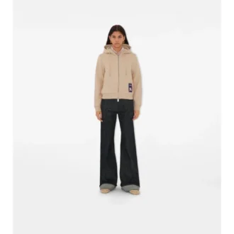 Check Label Cotton Zip Hoodie