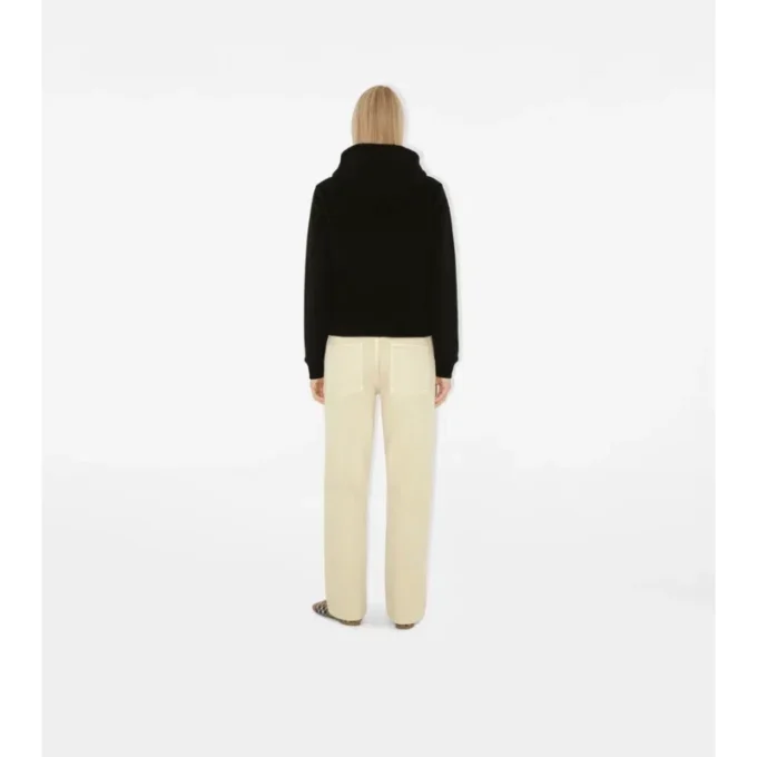 Check Label Cotton Zip Hoodie