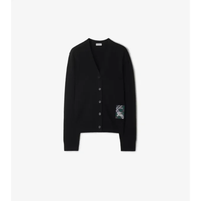 Check Label Wool Cardigan
