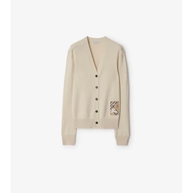 Check Label Wool Cardigan