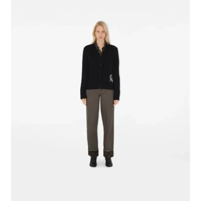 Check Label Wool Cardigan