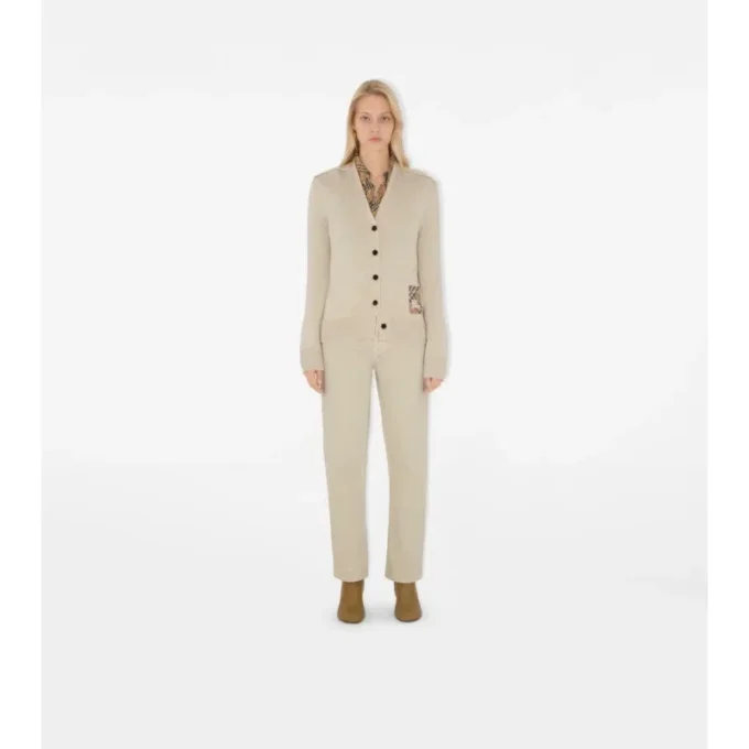 Check Label Wool Cardigan