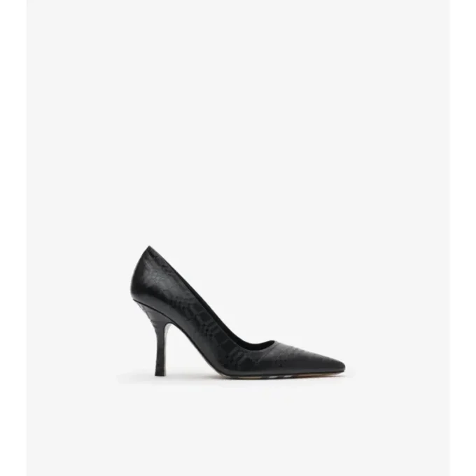 Check Leather Dame High Pumps