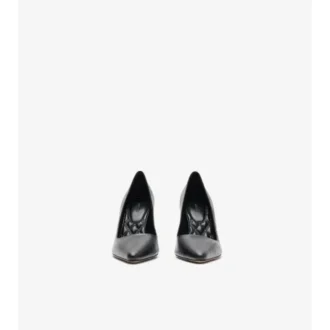 Check Leather Dame High Pumps