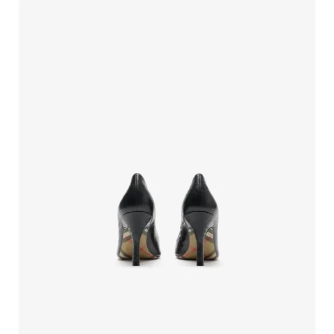 Check Leather Dame High Pumps