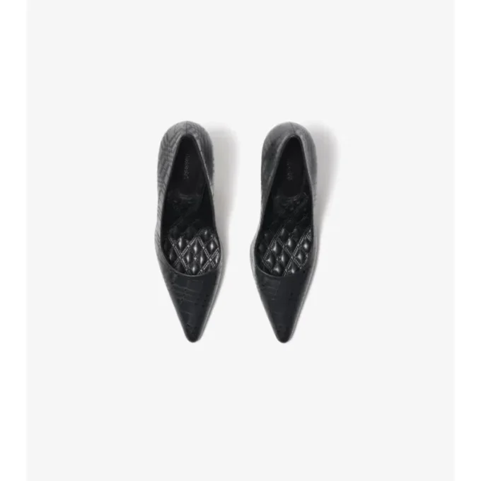 Check Leather Dame High Pumps
