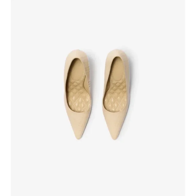 Check Leather Dame High Pumps