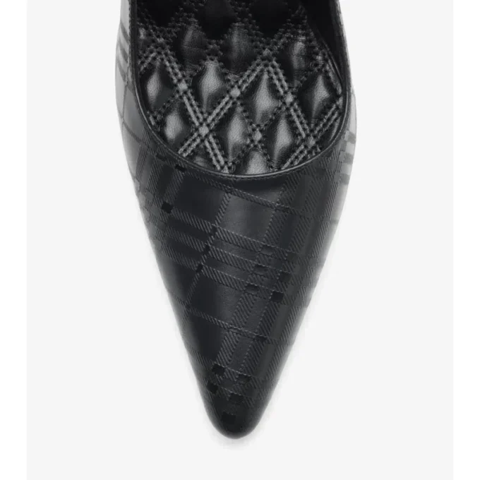 Check Leather Dame High Pumps