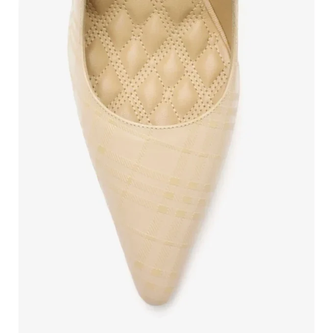 Check Leather Dame High Pumps
