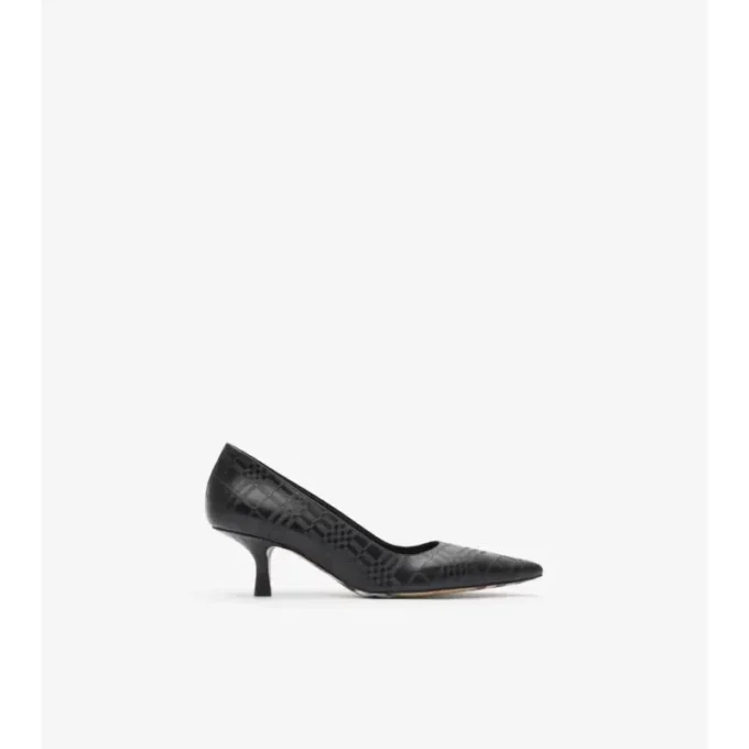 Check Leather Dame Low Pumps