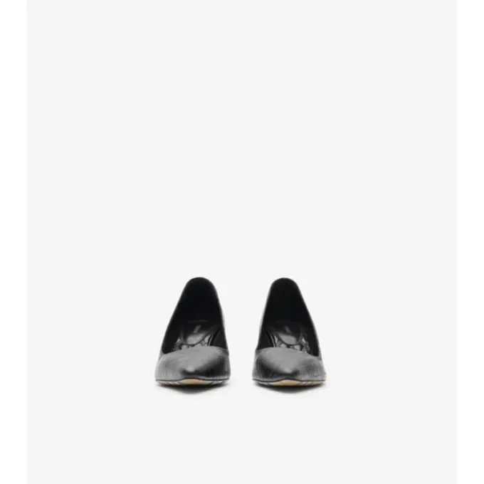 Check Leather Dame Low Pumps