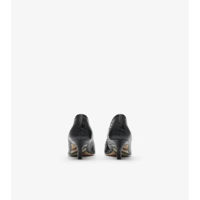 Check Leather Dame Low Pumps