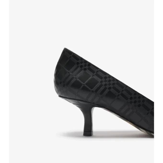 Check Leather Dame Low Pumps