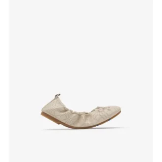 Check Leather Fawn Ballerinas 