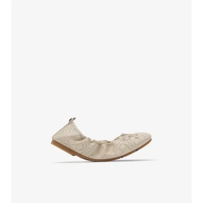Check Leather Fawn Ballerinas 