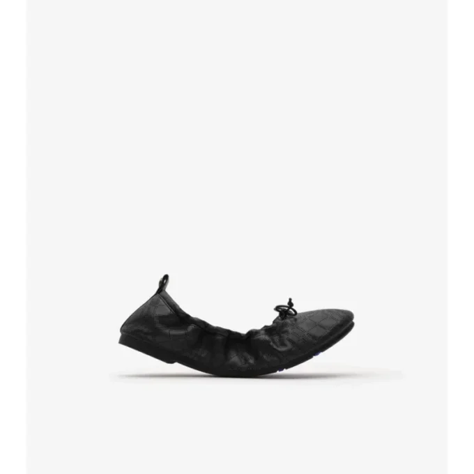 Check Leather Fawn Ballerinas 