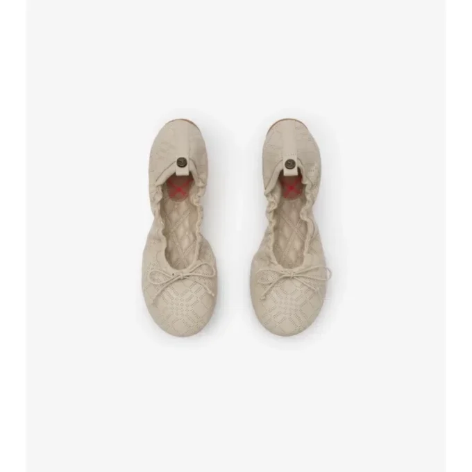 Check Leather Fawn Ballerinas 