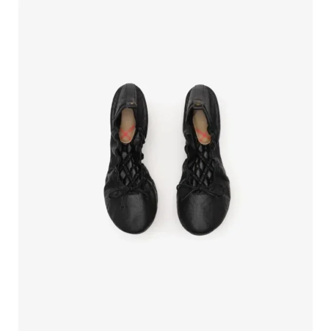 Check Leather Fawn Ballerinas 