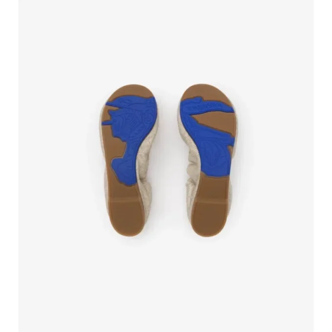 Check Leather Fawn Ballerinas 