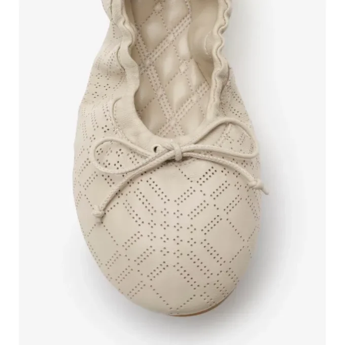 Check Leather Fawn Ballerinas 