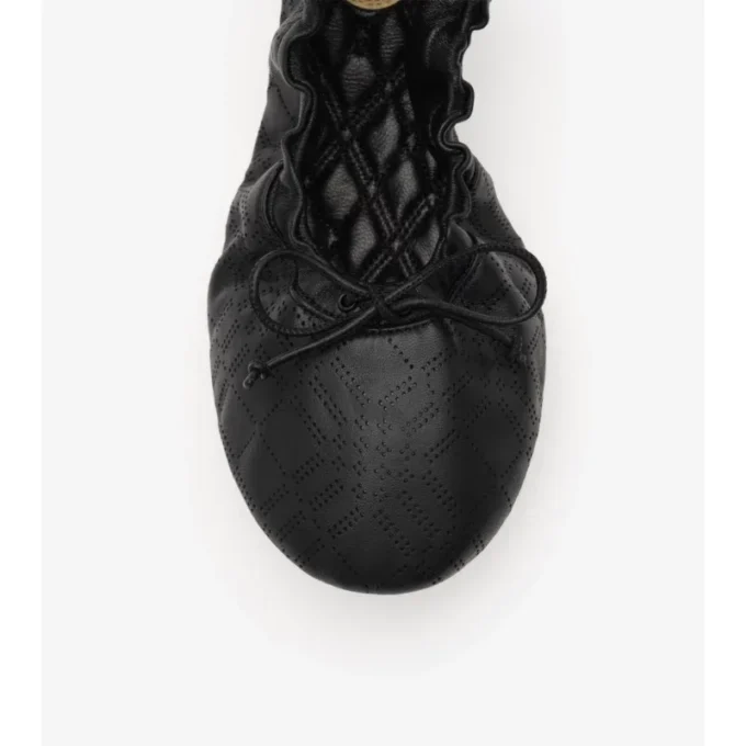 Check Leather Fawn Ballerinas 