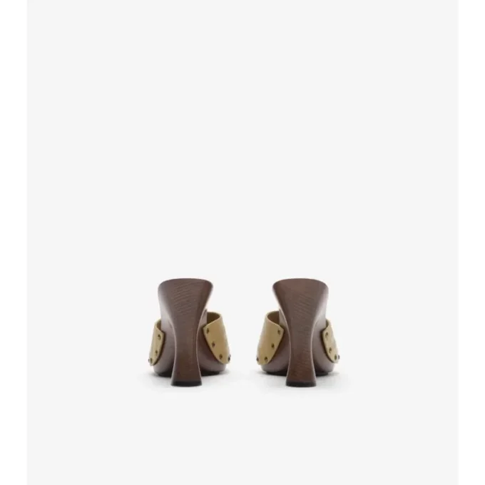 Check Leather Potter Mules 