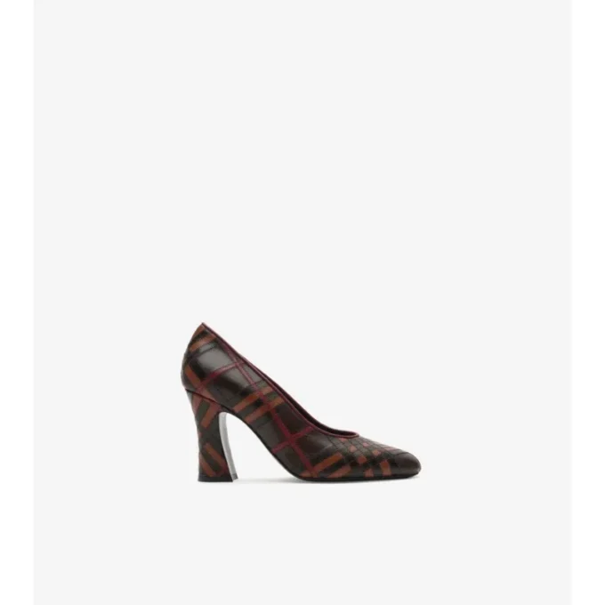 Check Leather Trinket Pumps