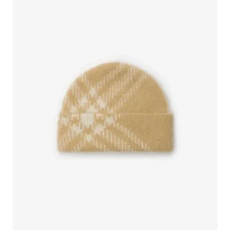 Check Mohair Wool Blend Beanie