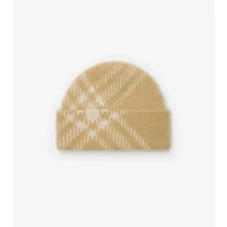 Check Mohair Wool Blend Beanie