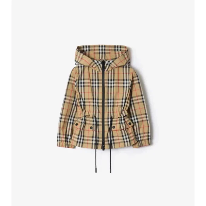 Check Nylon Hooded Jacket