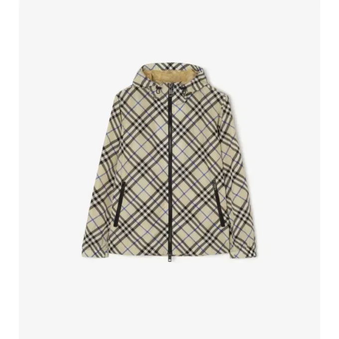 Check Nylon Hooded Jacket