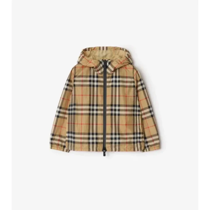 Check Nylon Hooded Jacket