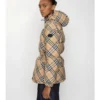 Check Nylon Hooded Puffer Jacket