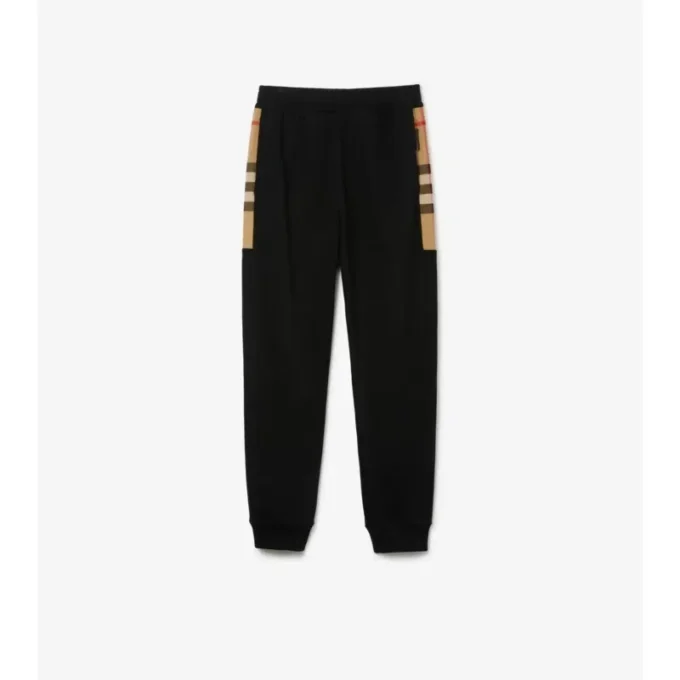 Check Panel Cotton Jogging Pants