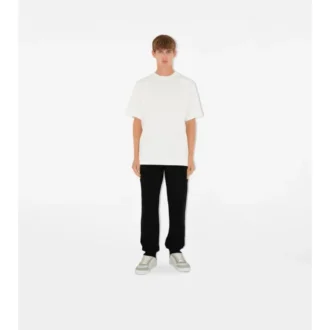 Check Panel Cotton Jogging Pants