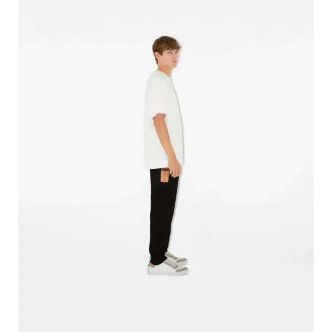 Check Panel Cotton Jogging Pants