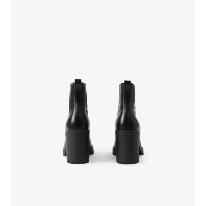Check Panel Leather Ankle Boots