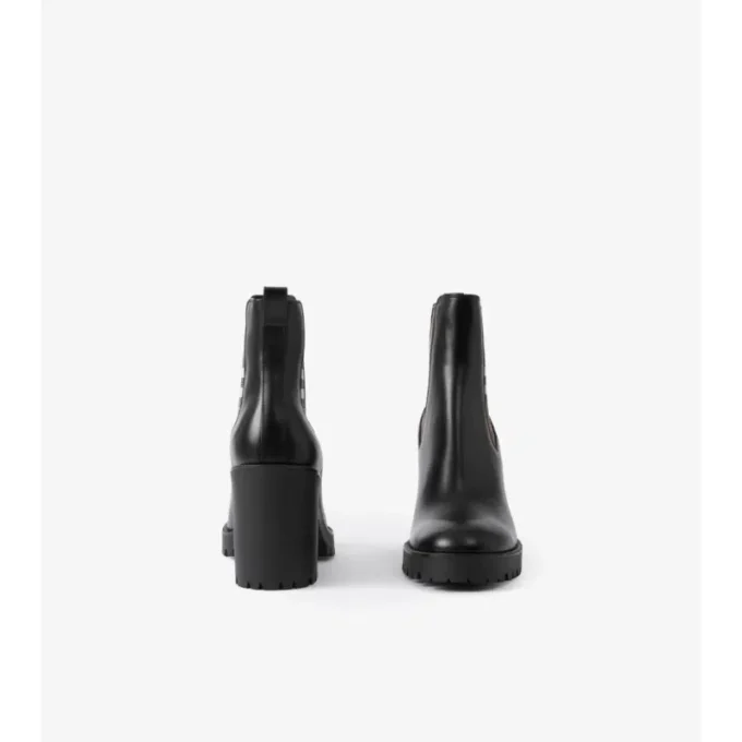 Check Panel Leather Ankle Boots