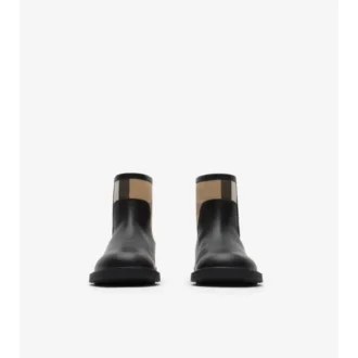 Check Panel Leather Boots